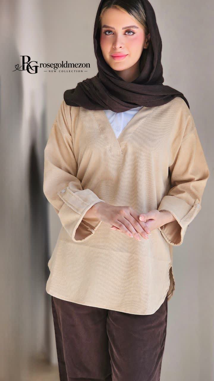 شومیز مخمل کبریتی پاگن دار کد 1040